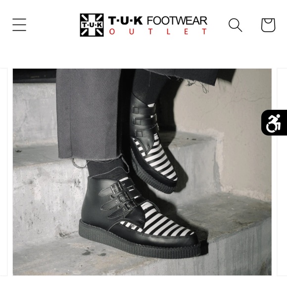 New TUK Black & White Stripe 3-Buckle Pointed Boot - Picture 2 of 8